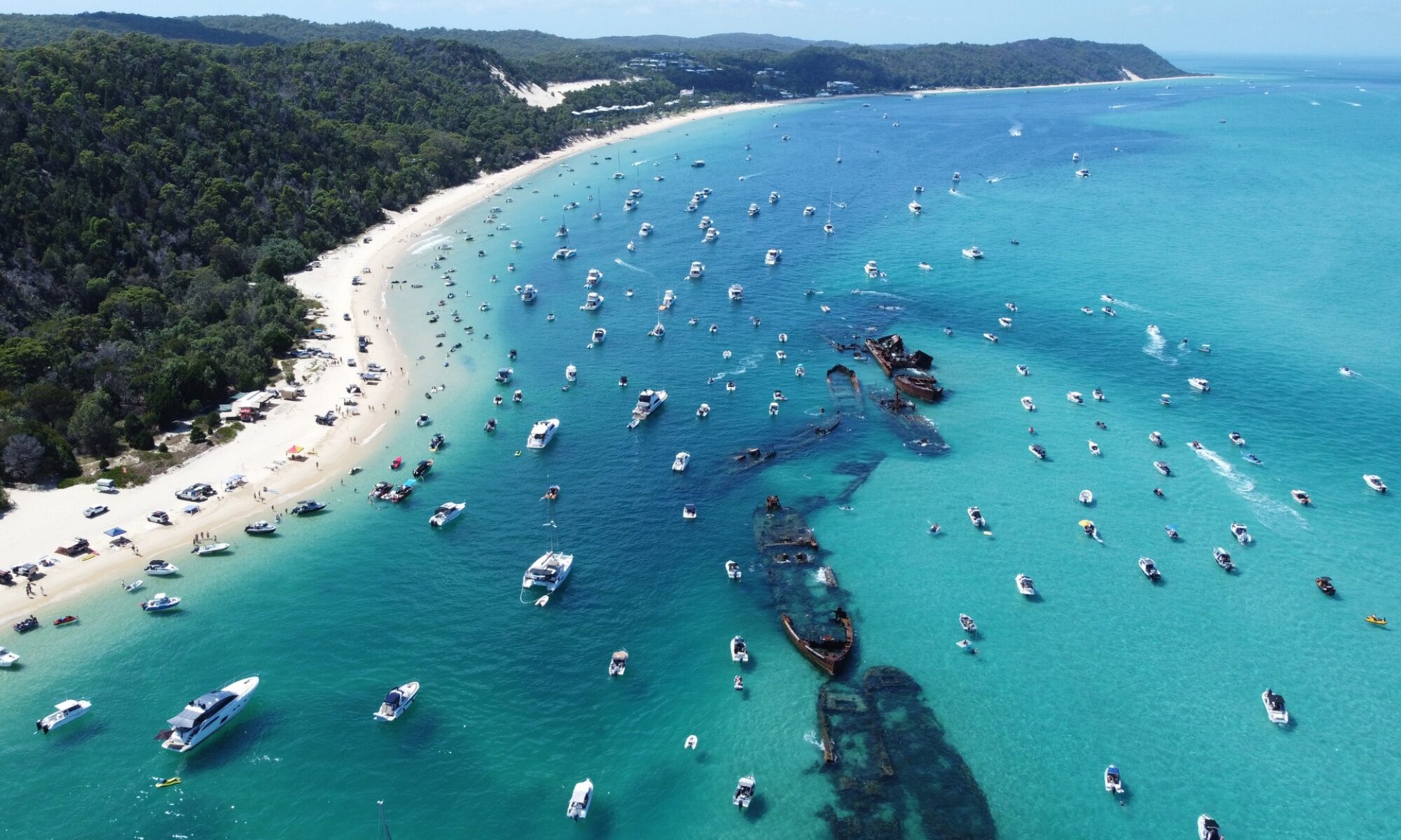 tangalooma wrecks in moreton bay with boats that have been serviced and maintained over the course of the year.